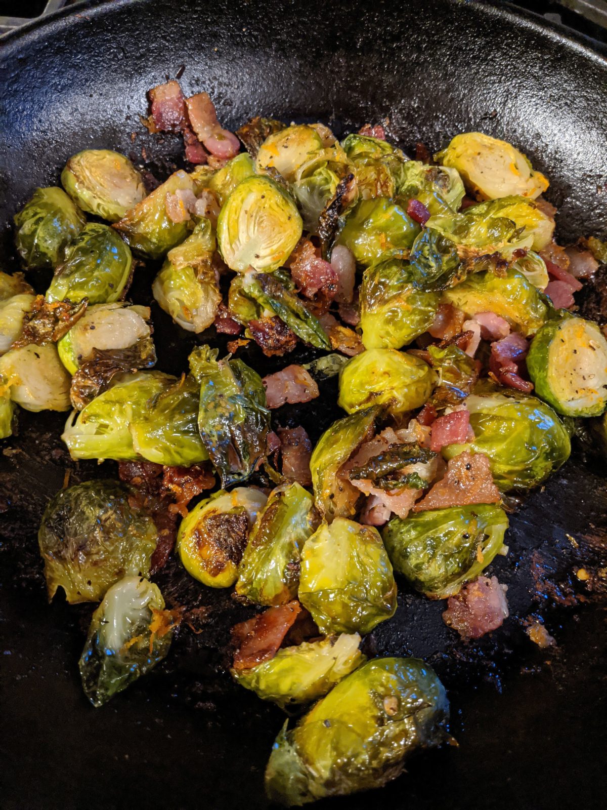 Orange Roasted Brussels Sprouts with Bacon